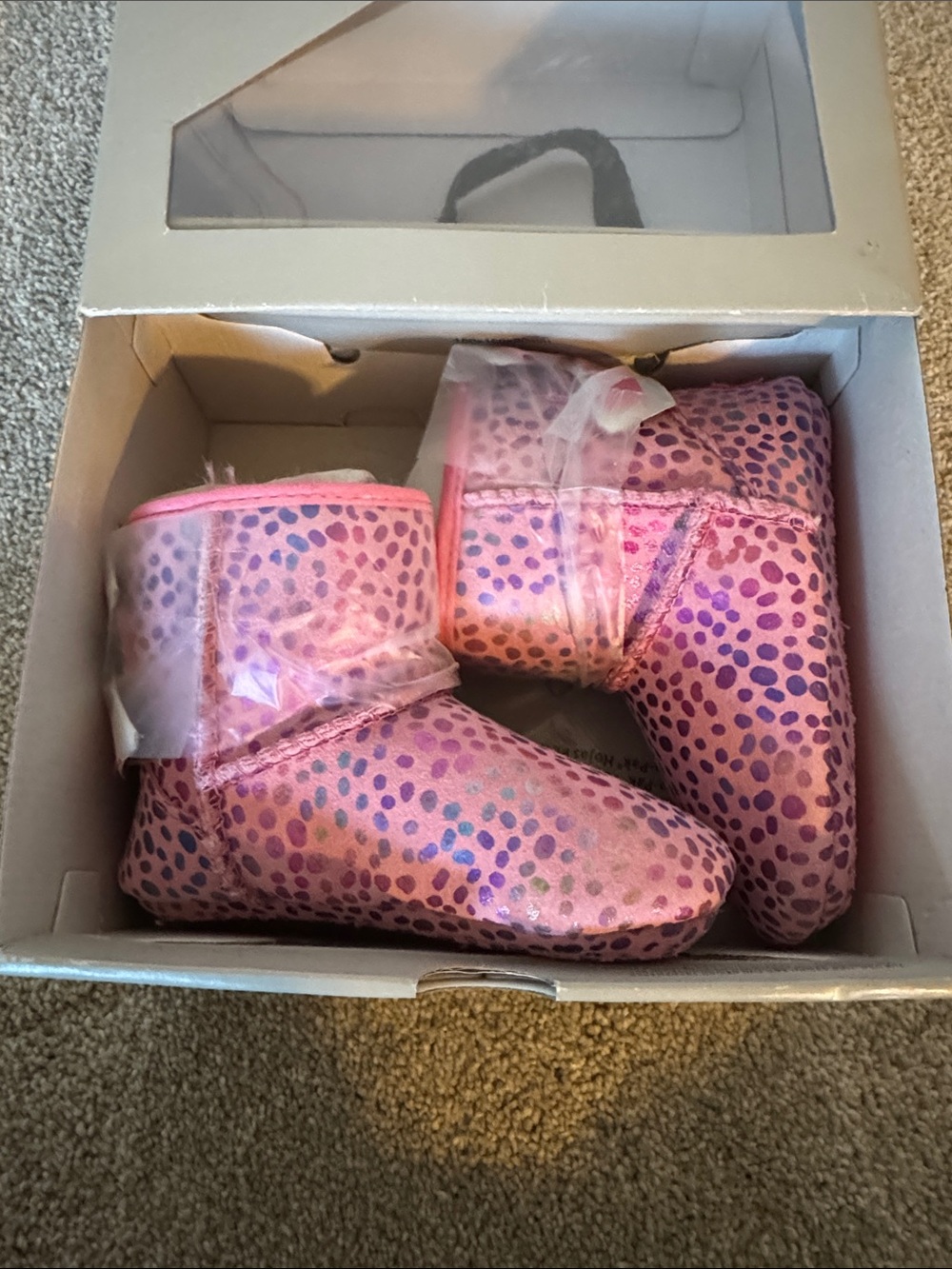 UGG Pink and Purple Dot Baby Booties